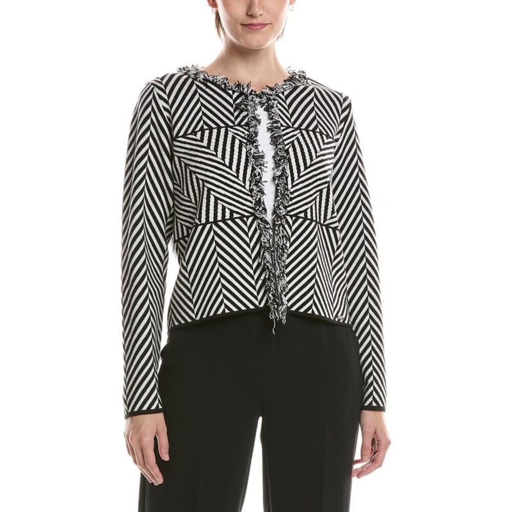 Picadilly Womens  Chevron Fringed Jacket, Black